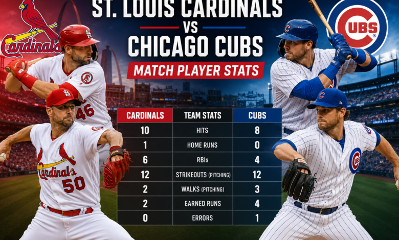 St. Louis Cardinals vs Chicago Cubs Match Player Stats